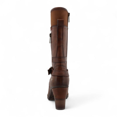 Mustang Women's Brown Mid-Calf Lace Up Heeled Combat Boots
