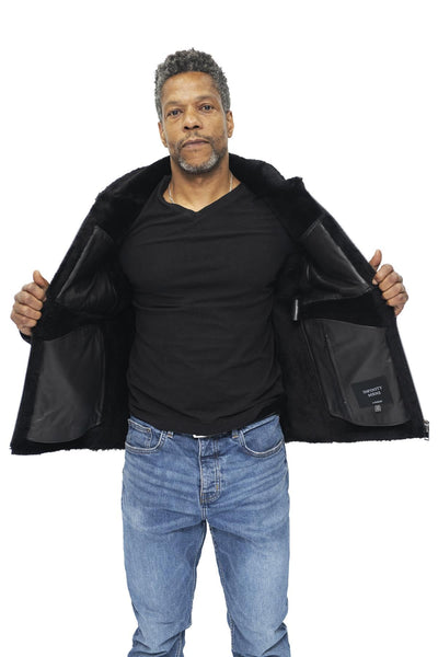 Mens Sheepskin Biker Bomber Jacket-Hungerford