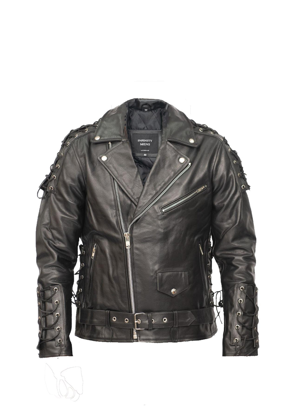 Infinity Leather Giacca Uomo di Pelle Blu Scuro con Strisce Bianche e Stemmi Stile Motociclista XS Infinity Leather Giacca Uomo di Pelle Blu Scuro con Strisce Bianche e Stemmi Stile Motociclista XS