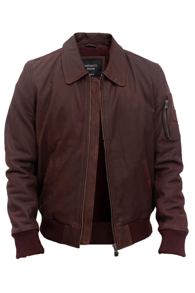 Mens A2 Cowhide Leather Bomber Jacket-Oslo