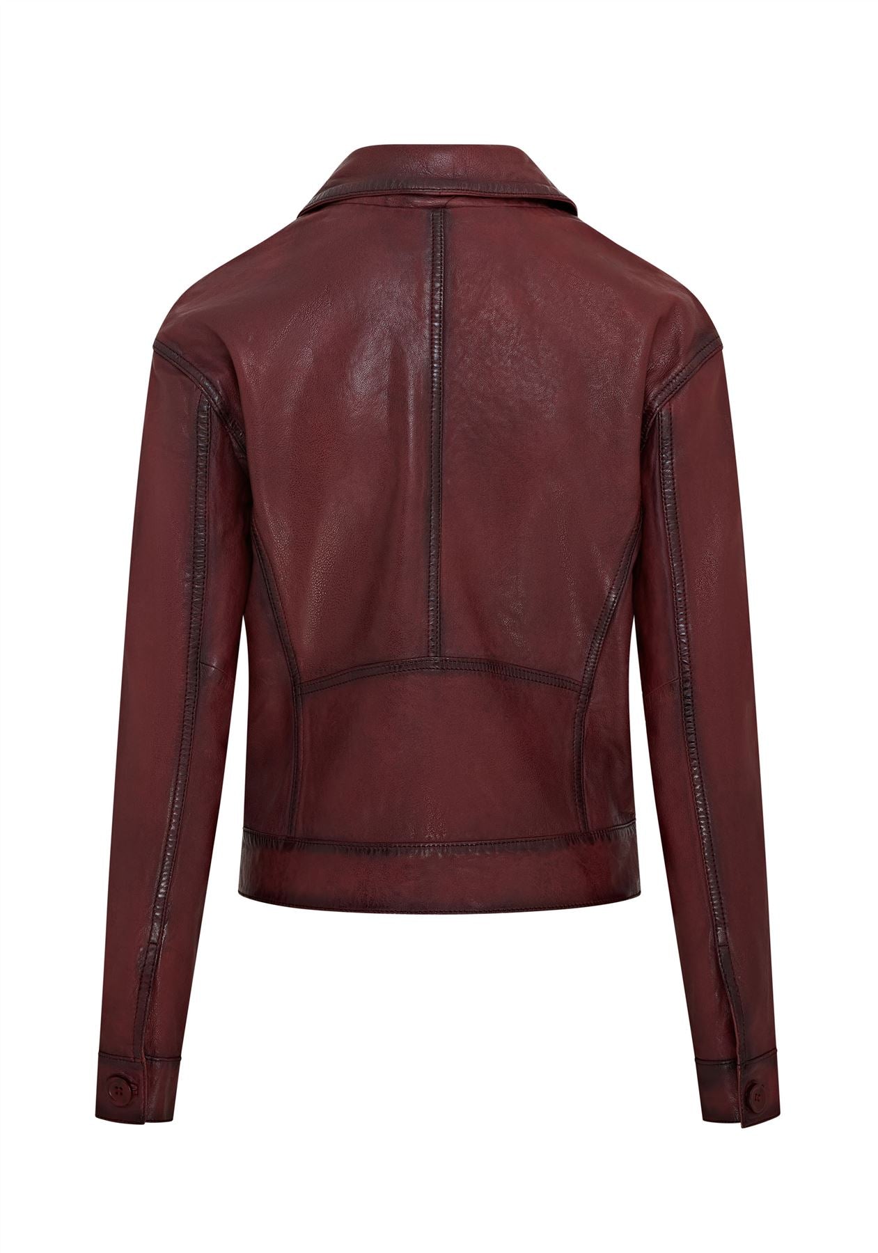 Womens Retro Biker Leather Jacket - Kopervik