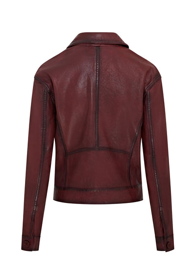 Womens Retro Biker Leather Jacket - Kopervik