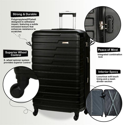 Robust Lightweight Hard shell Cabin Suitcase 4 Wheel Luggage