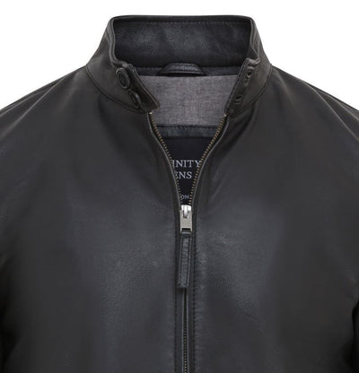 Mens Black Retro Leather Bomber Jacket -  Adak