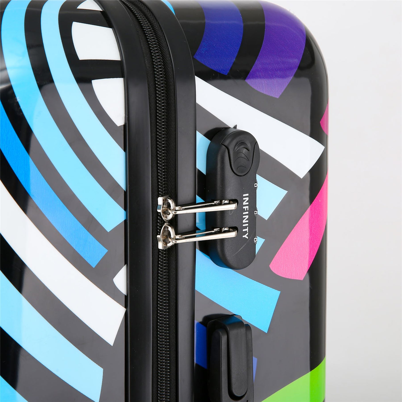 Hardside Shell Suitcase Set Printed Luggage Lightweight Cabin Travel Bag