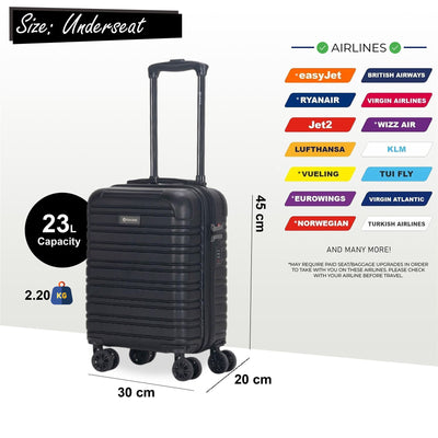 ABS Hardshell Underseat Cabin Suitcase 45 x 30 x 20 cm Luggage Suitable for Wizz Air