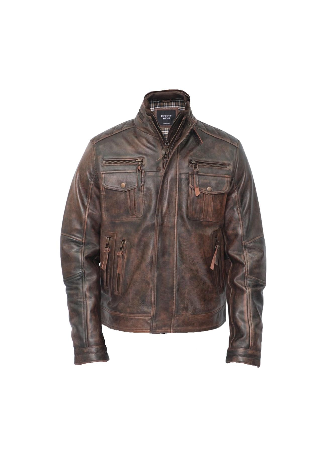 Men's Leather Retro Biker Jacket-Toronto