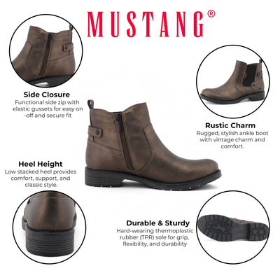 Mustang Women's Golden Brown Chelsea Ankle Boots