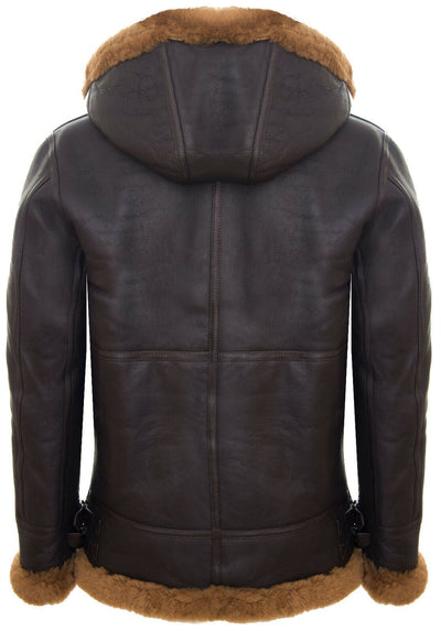 Mens Hooded Sheepskin Leather B3 Flying Jacket-Harwich