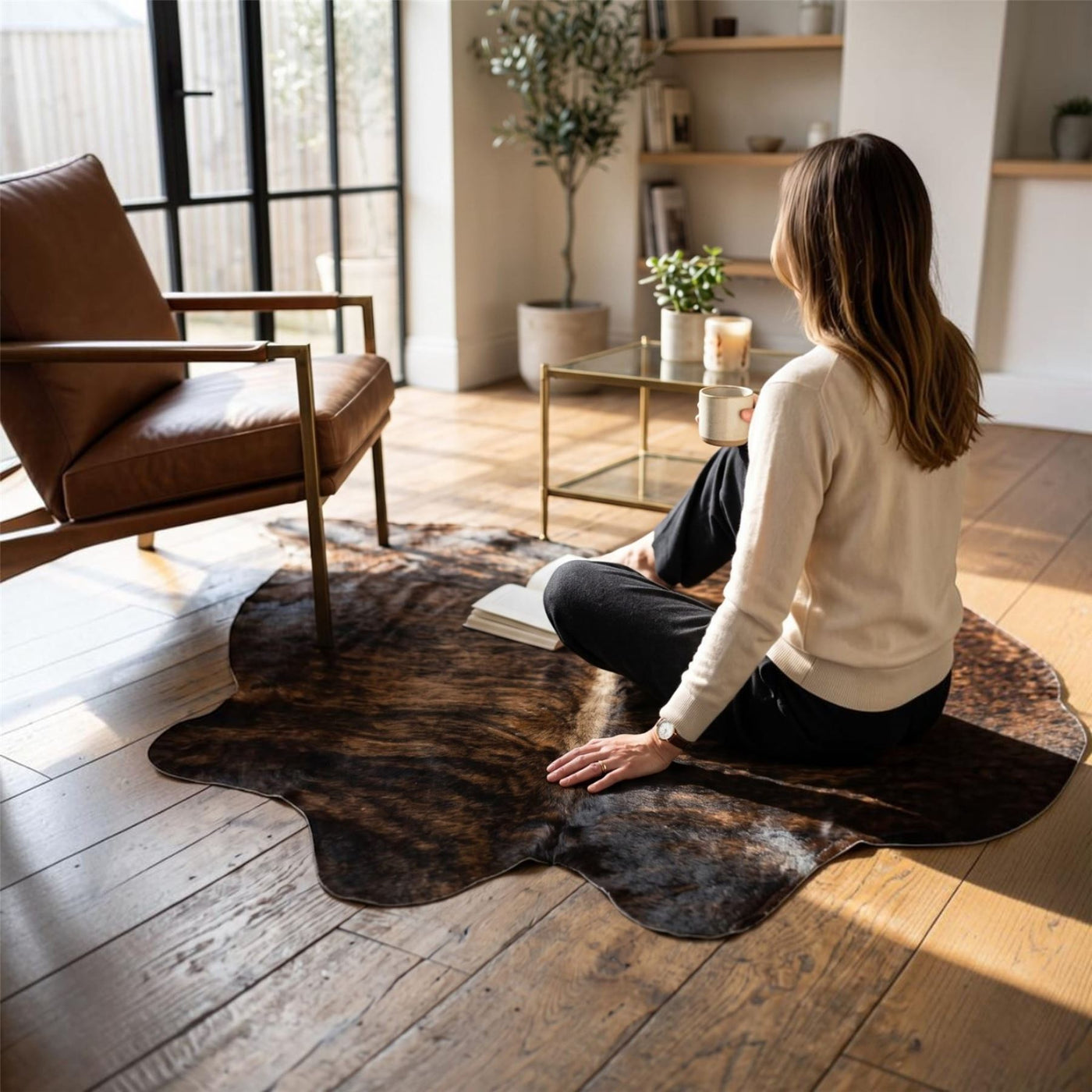 Natural Cow Leather Cowhide Hairon Rug - Dark Brindle – Infinity