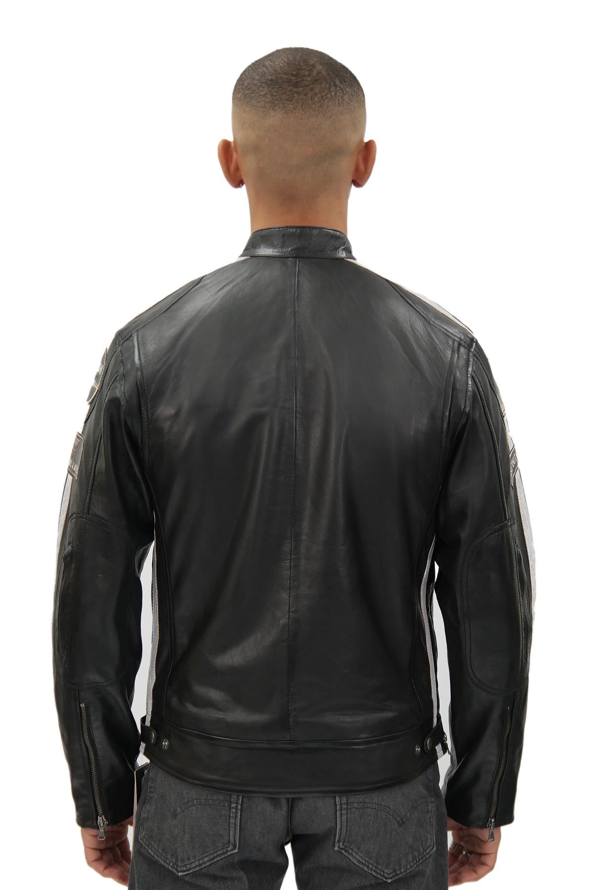 Mens Racing Leather Biker Jacket-Portland