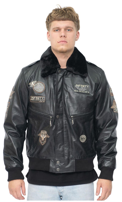 Mens Leather US Air Force Bomber Jacket-Wellington