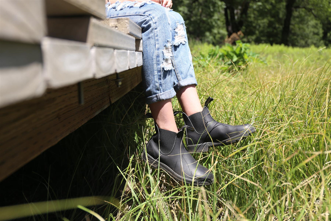 Blundstone #510 Black Leather Chelsea Boot with Cream