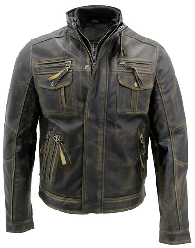 Men's Leather Retro Biker Jacket-Toronto