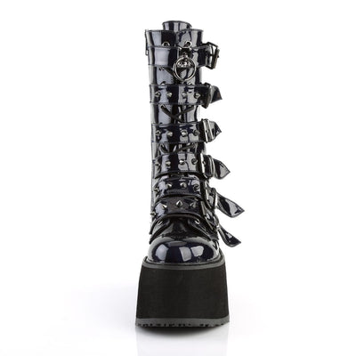 Demonia Damned 225 Black Holographic Mid Calf Platform Boots