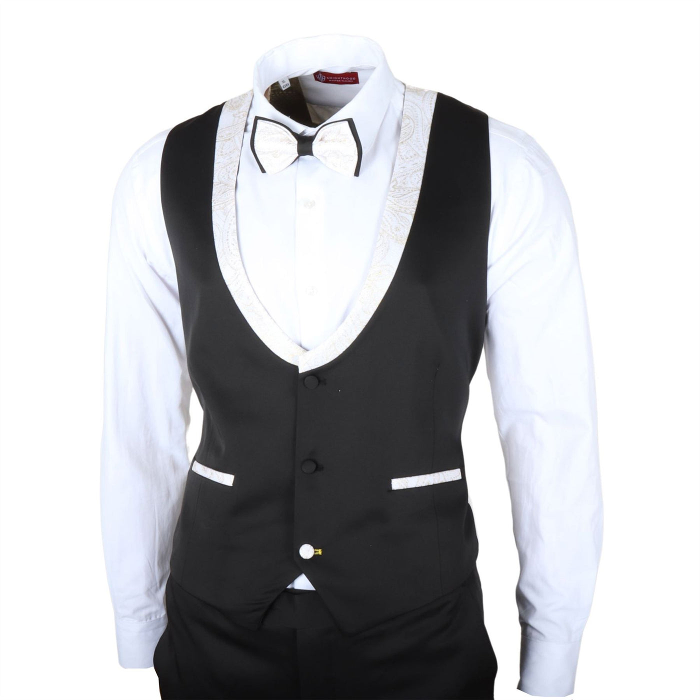 Men's 4 Piece White Paisley Wedding Suit Tailor Fit
