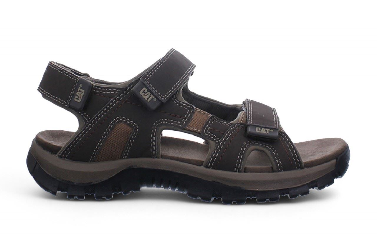 Caterpillar Men's Dark Brown Leather Giles Trekking Sandals