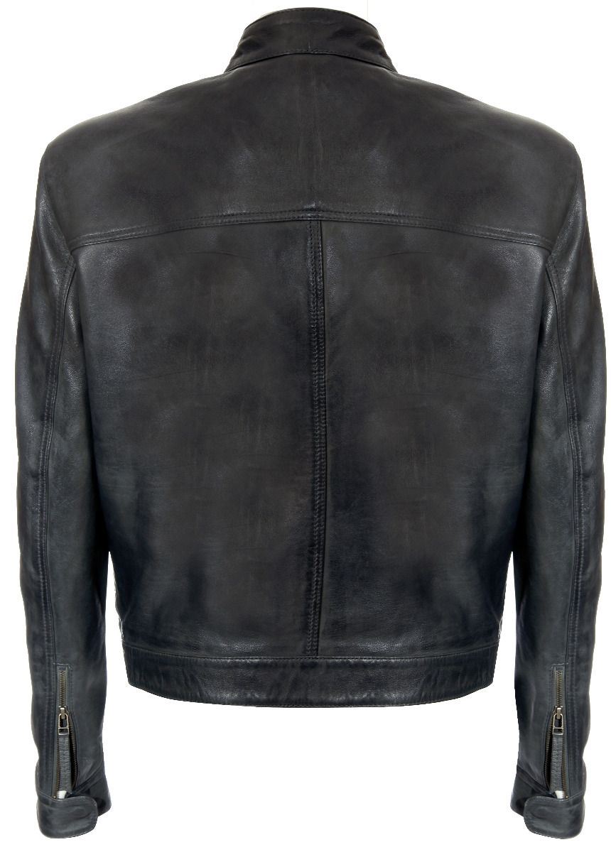 Men’s Classic Fitted Leather Biker Jacket-Austin