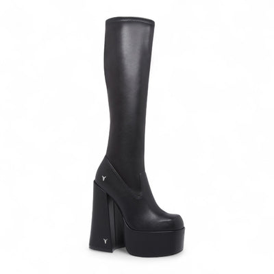 Windsorsmith Womens Black Knee-High Sock Platform Goth Heel Boots - Survival