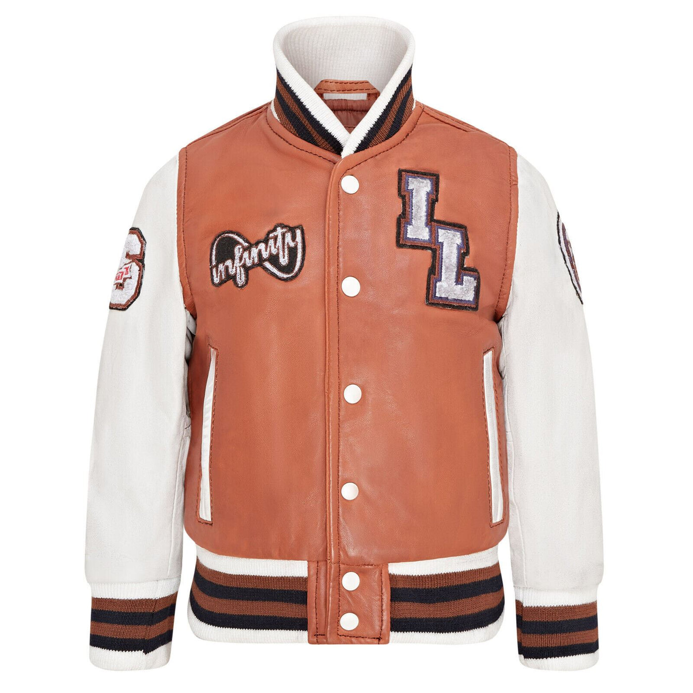 Kids Letterman Leather Varsity College Bomber Jacket 3-13 yrs