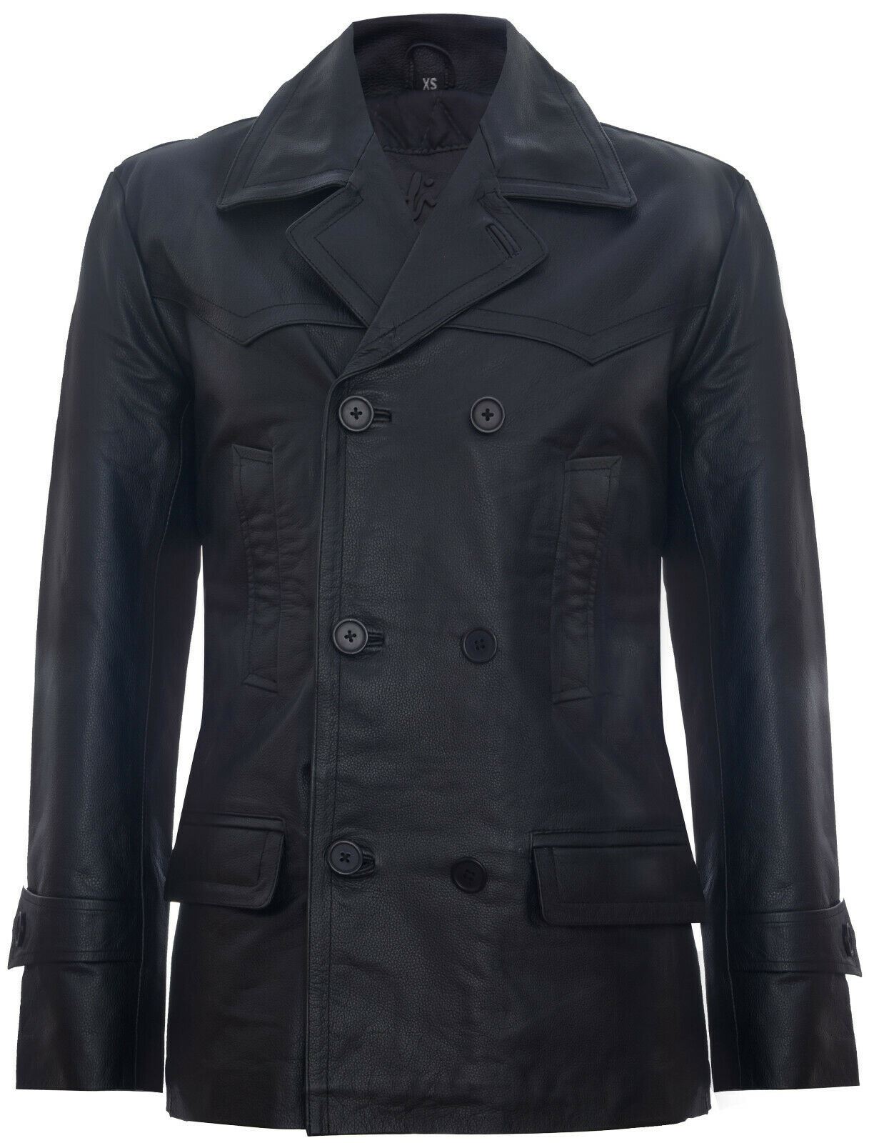 Mens Cowhide Leather Peacoat-Krakaw