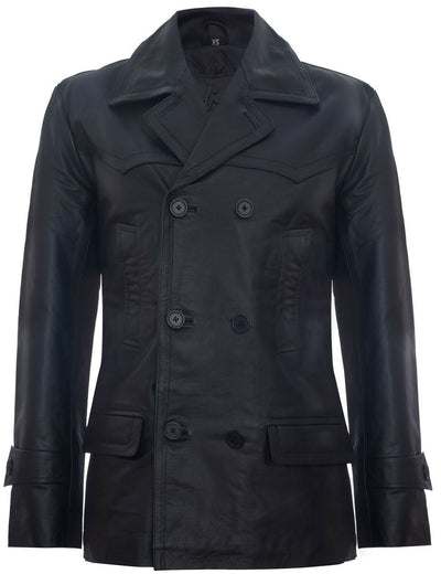 Mens Cowhide Leather Peacoat-Krakaw