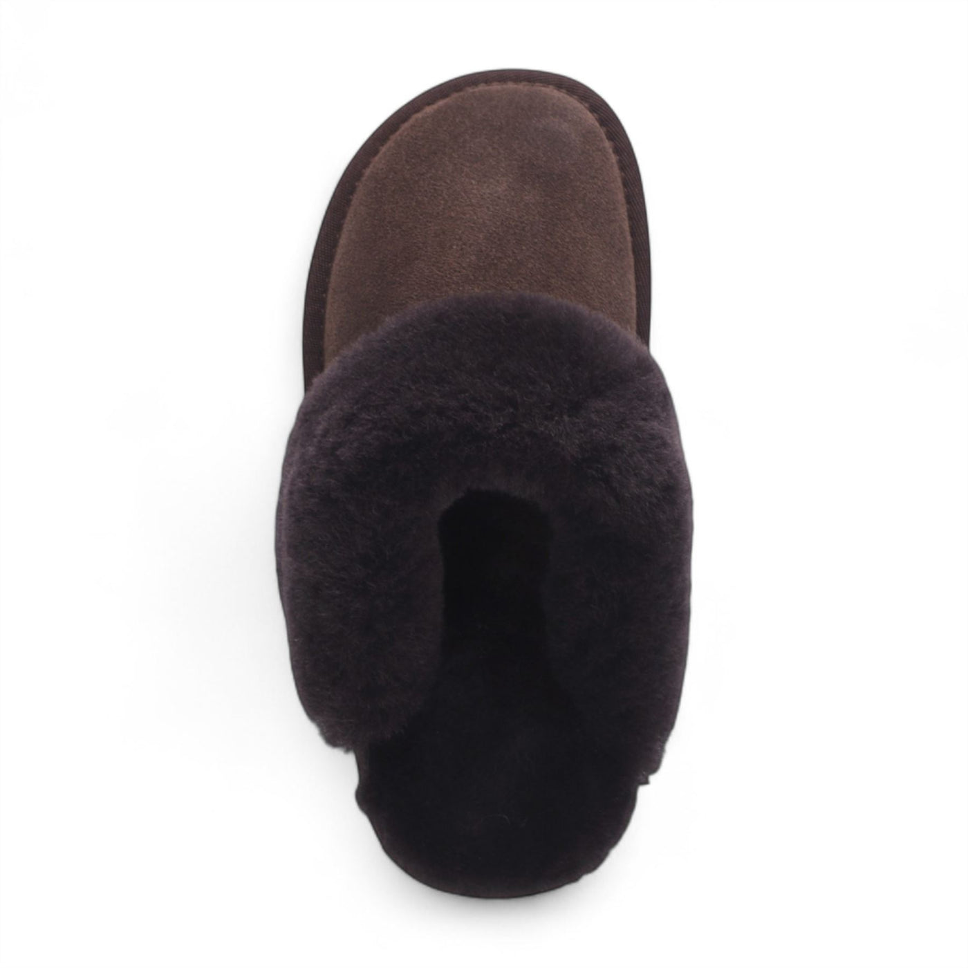 Women's Genuine Sheepskin Brown Suede Mule Winter Slippers - Luna