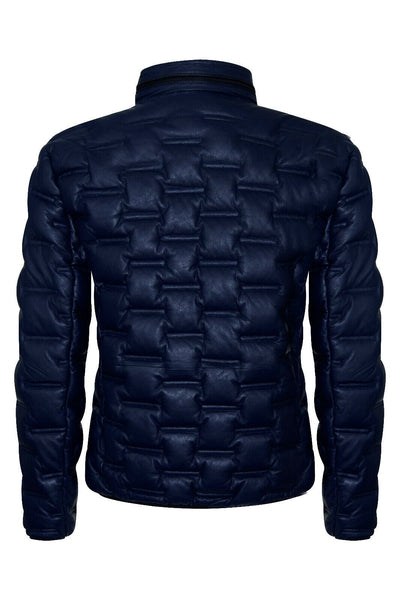 Mens Quilted Puffer Leather Bomber Jacket - Torpoint - Upperclass Fashions 