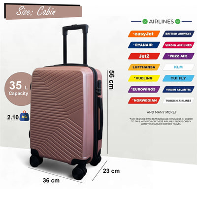 Hard Shell Cabin  48 x 37 x 20 cm Luggage Suitcase Suitable for Easyjet, Ryanair