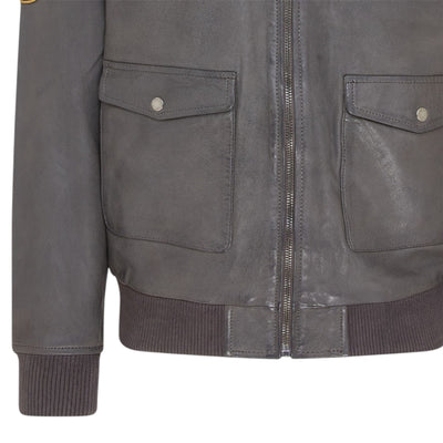 Men’s Leather Bomber G-1 Aviator Collar Jacket  - Maverick