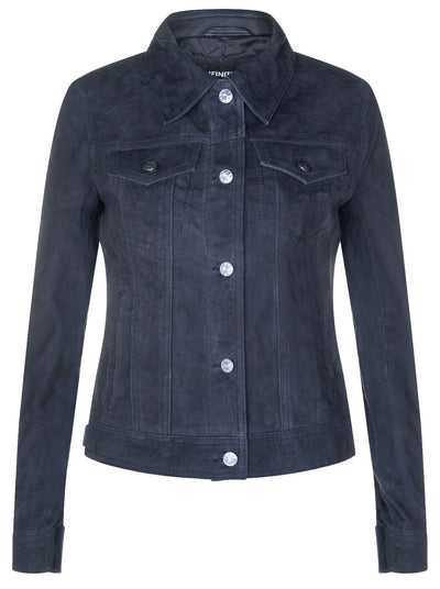 Womens Goat Suede Trucker Jeans Jacket-Astoria