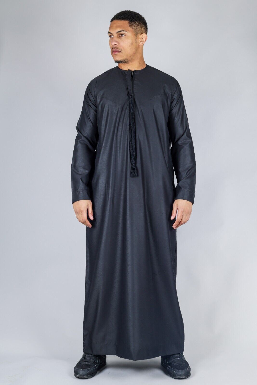 Men's Thobe Emirati Islamic Jubba Robe Eid Tassel Slim Fit