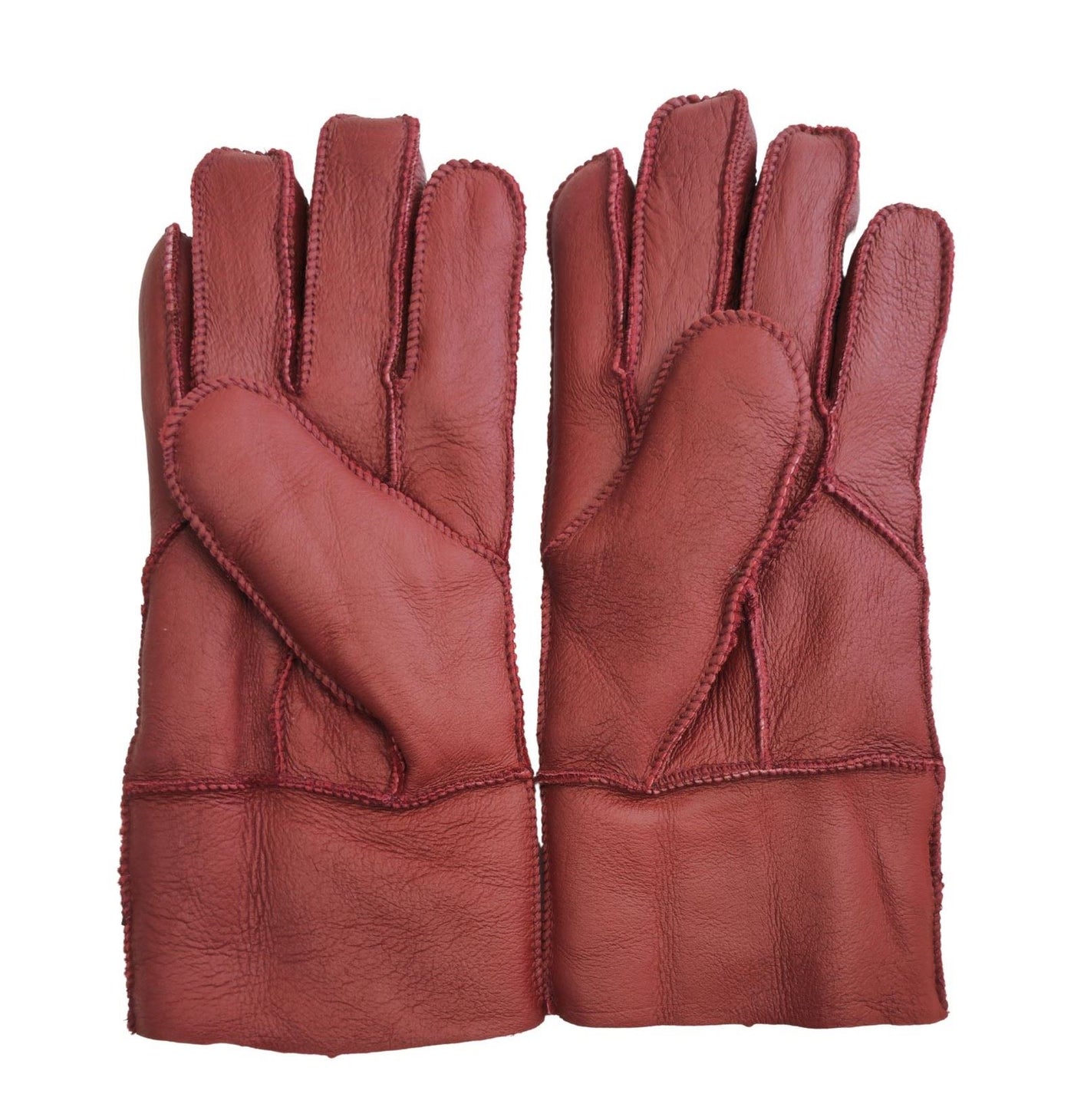 Unisex Sheepskin Leather Gloves with Roll Up/Down Cuff