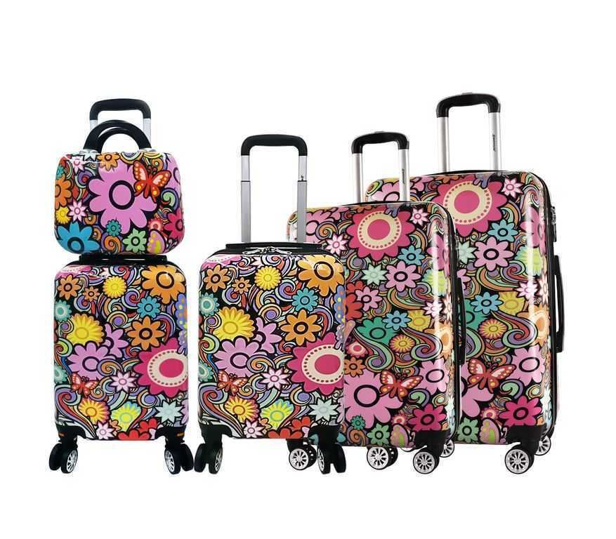 Printed Hard Shell Dual 4 Wheel Luggage Suitcase