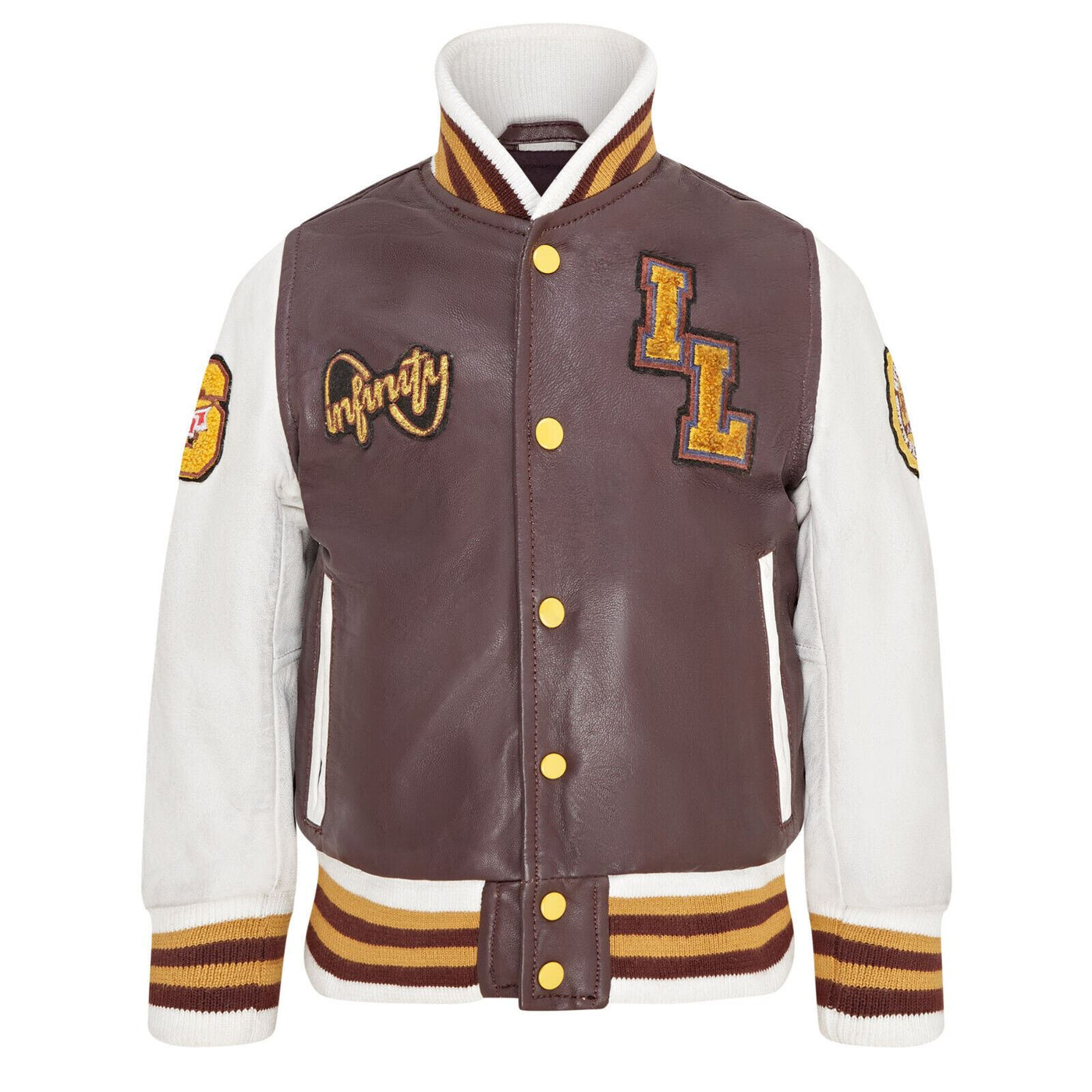 Kids Letterman Leather Varsity College Bomber Jacket 3-13 yrs