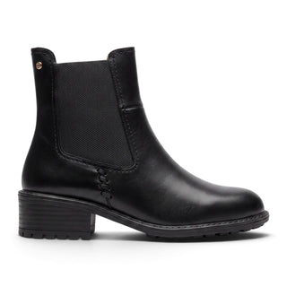 Pikolinos Women's Black Leather Chelsea Heeled Ankle Boots - Medina