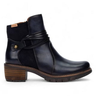 Pikolinos Women’s Blue Leather Zipped Heel Ankle Boots - San Sebastia