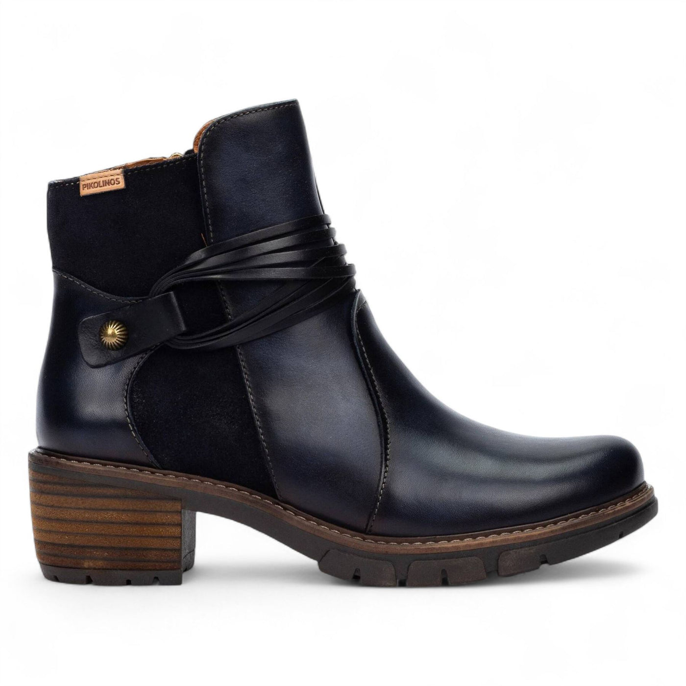 Pikolinos Women’s Blue Leather Zipped Heel Ankle Boots - San Sebastia