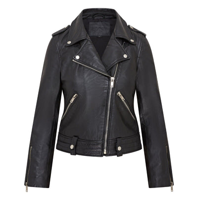 Womens Black Leather Brando Jacket - Chennai