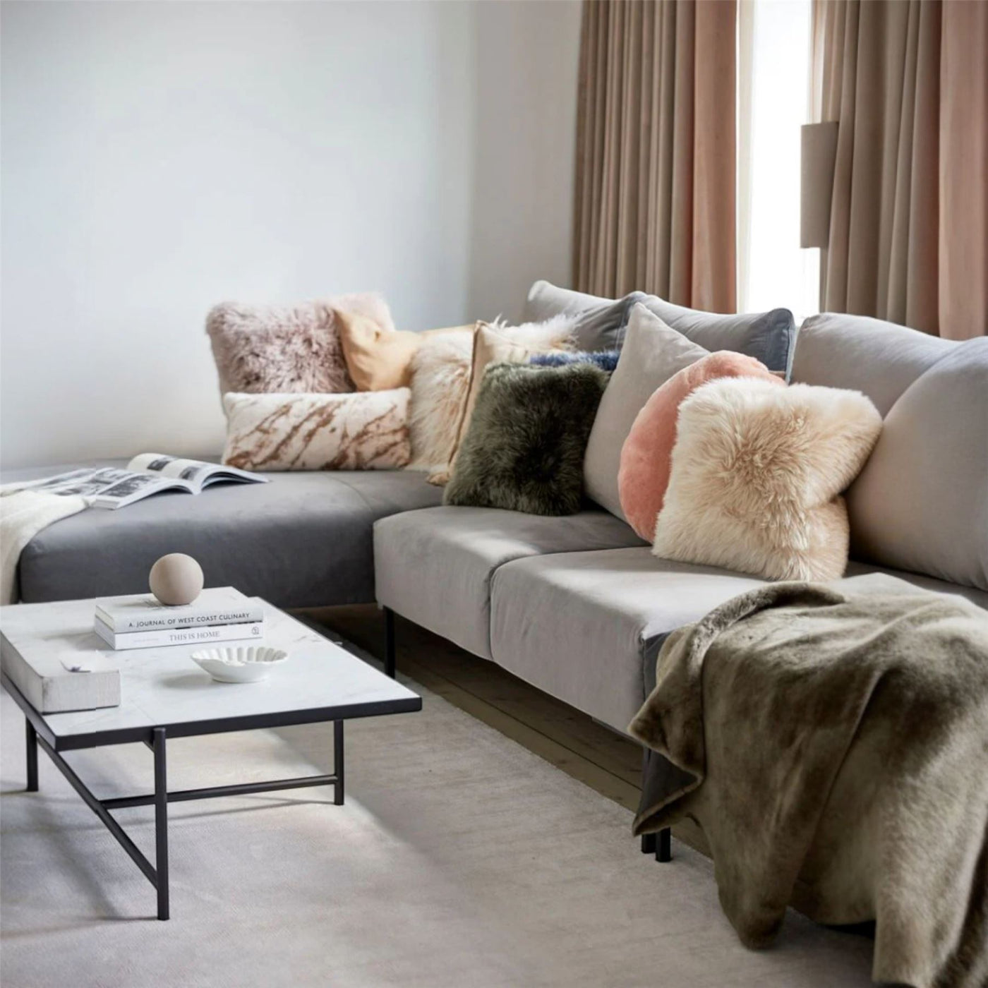 Luxury Genuine Sheepskin  40x40cm Real Wool Single Sided Cushion