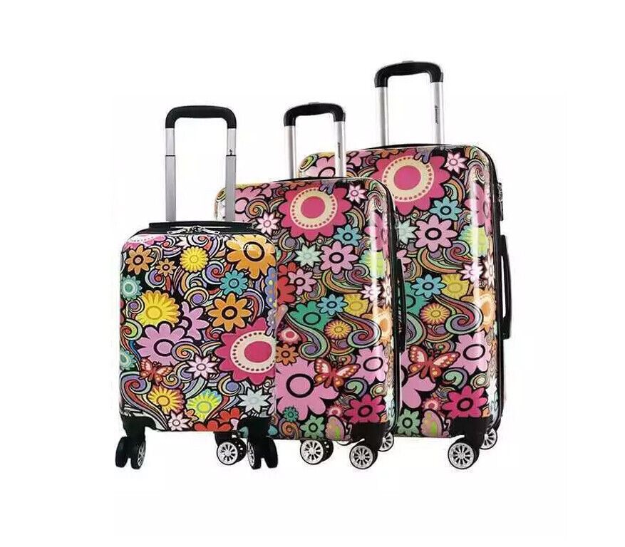 Printed Hard Shell Dual 4 Wheel Luggage Suitcase