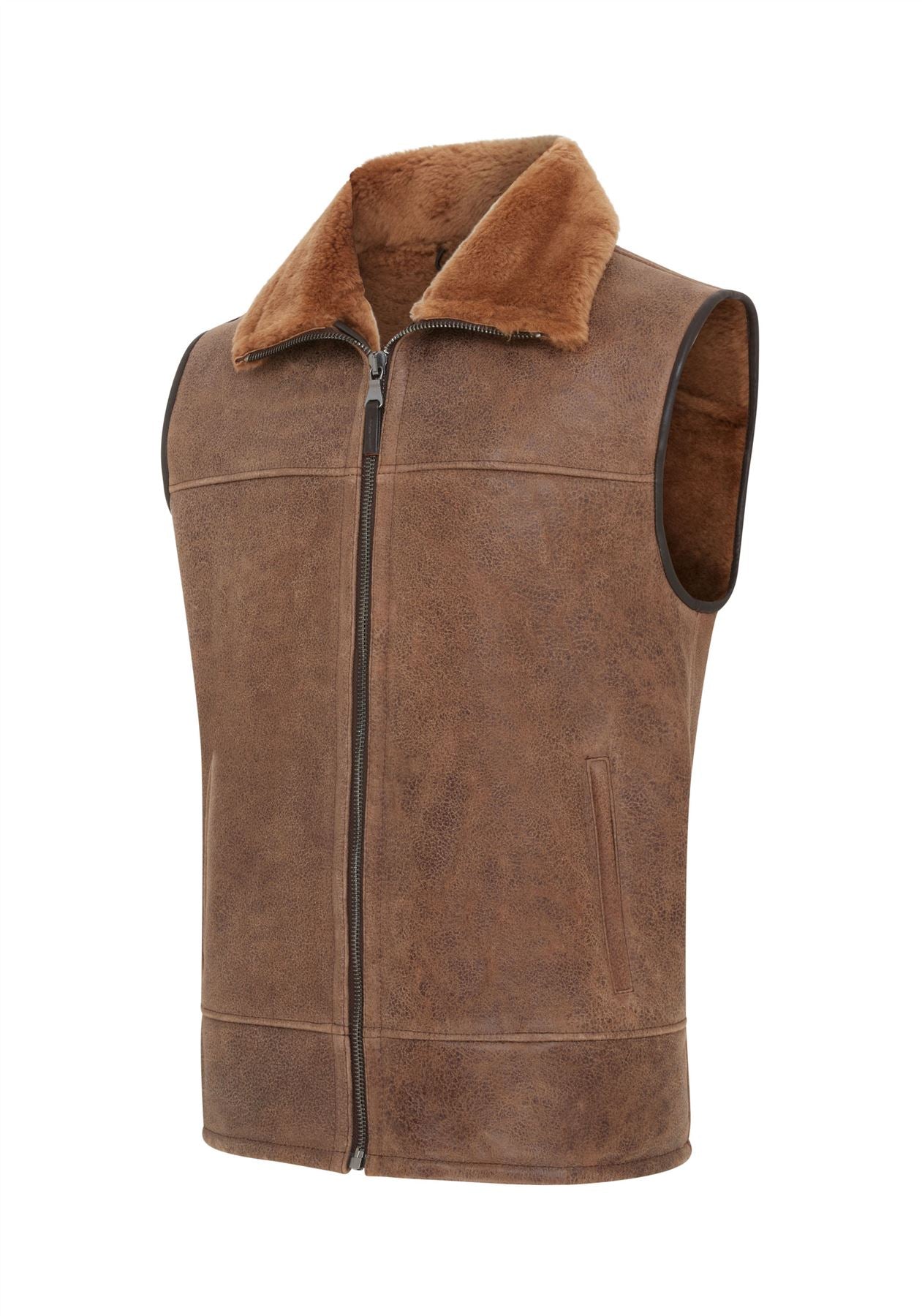 Mens Aviator Shearling Bomber Gilet - Ambler