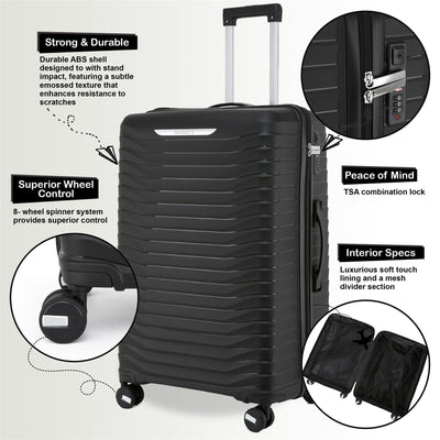 Robust Hard Shell Cabin Suitcase 36 x 24 x 55 cm TSA Luggage Suitable for Easyjet, Ryanair, Wizzair