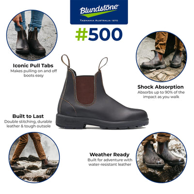 Blundstone #500 Stout Brown Chelsea Boot with Cream