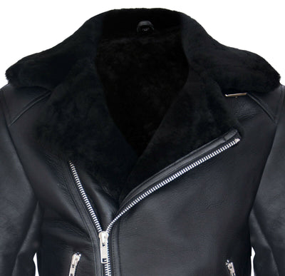 Mens Sheepskin Leather Biker Jacket-Edmonton