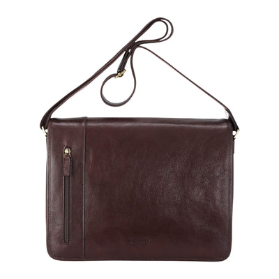 Genuine Leather Laptop Satchel Messenger Shoulder Bag - Astor