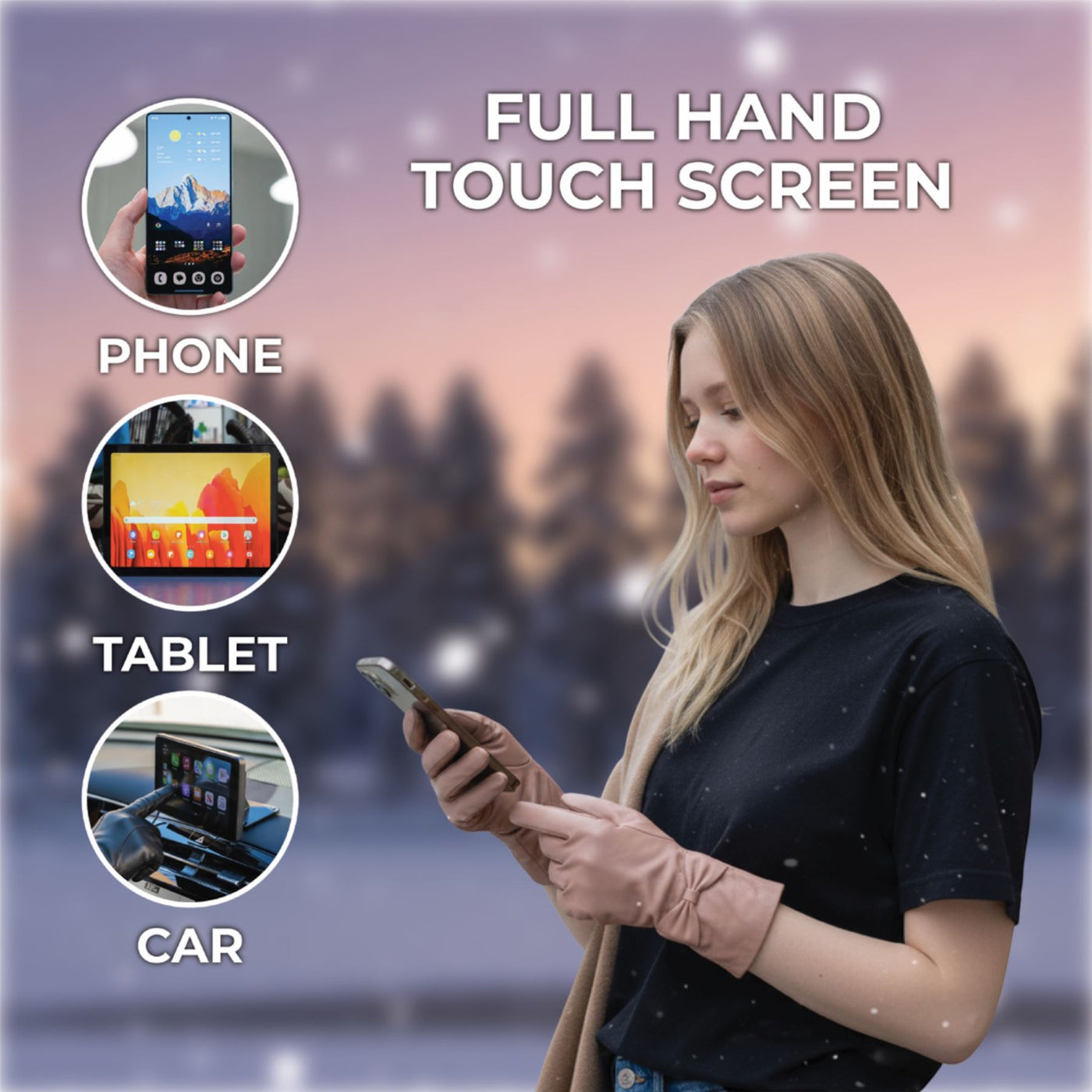 Womens Italian Leather Winter Bow Design Soft Wool Lining Gloves - L-GLV-401