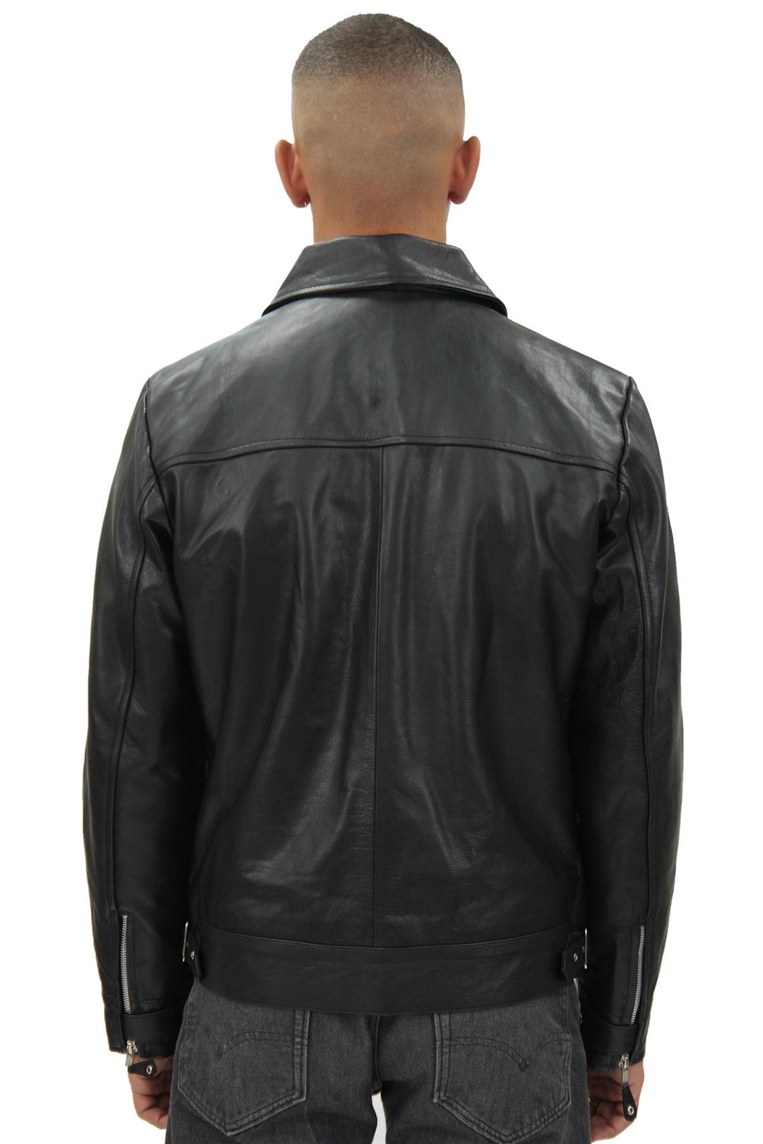 Mens Black Cowhide Leather Harrington Jacket-Geneva – Infinity Leather