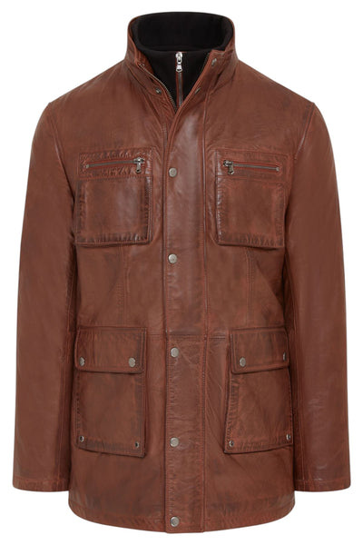 Men’s Leather Military Jacket Outwear Trenchcoat - Field