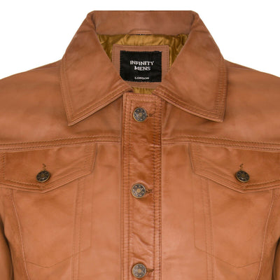 Men’s Retro Leather Trucker Jacket-Constantine
